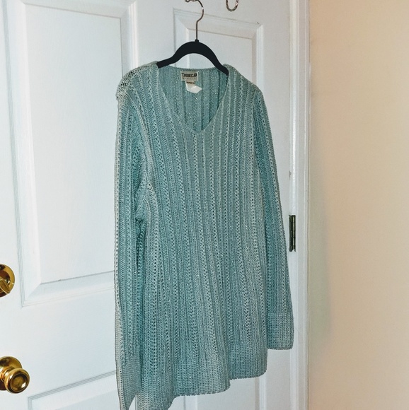 Tribeca Studio aqua mermaid sparkle cable knit - Picture 2 of 4